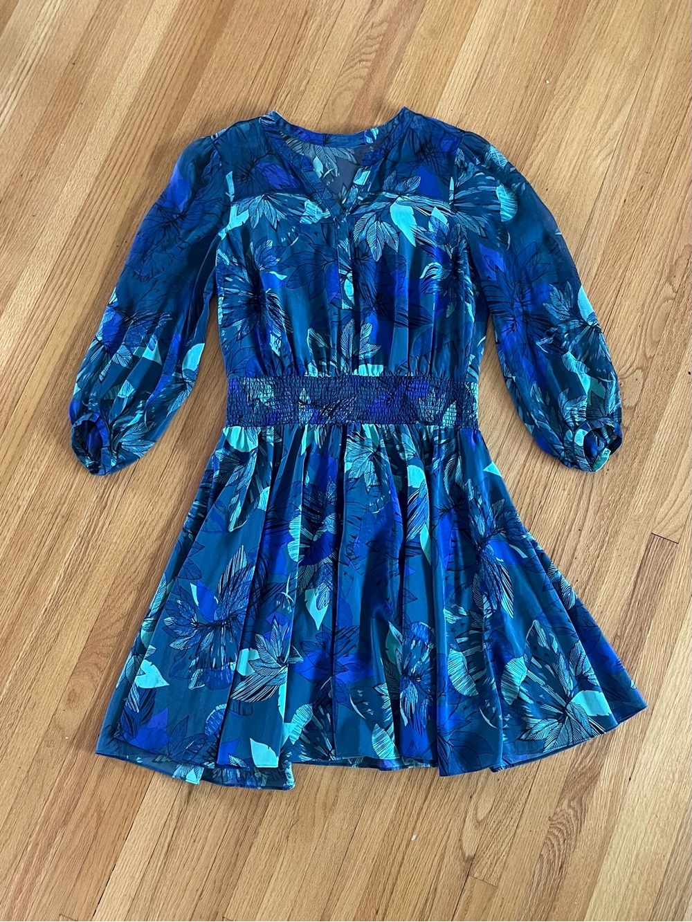 Rebecca Taylor silk dress Tahitian floral print, size 2
